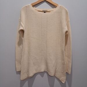 Eileen Fisher Cream Boatneck Merino Wool Coastal Grandma Quiet Luxury Sweater XS